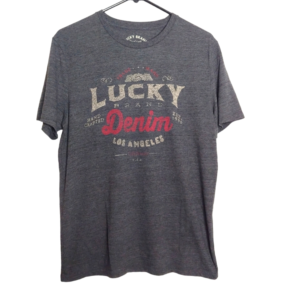 Lucky Brand Men's Gray Casual Short Sleeve Graphic T-Shirt Size Medium